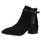Oasap Pointed Toe Solid Color Square Heel Boots
