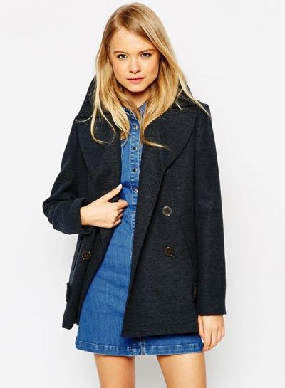 Oasap Women's Woolen Lapel Double Breasted Coat