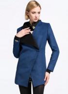 Oasap Turn Down Collar Slim Fit Wool Coat