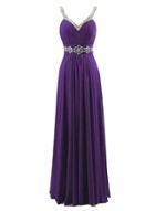 Oasap Rhinestone Spaghetti Strap Sleeveless Bidesmaid Evening Dress