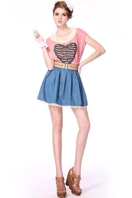 Oasap A-line Zipped Elastic Waist Skirt