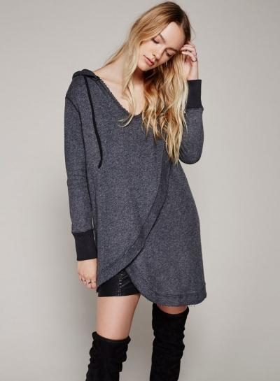 Oasap Loose Asymmetric Design Solid Color Hoodie