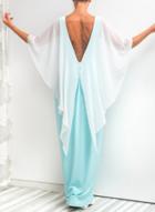 Oasap Batwing Sleeve Backless Long Prom Dress