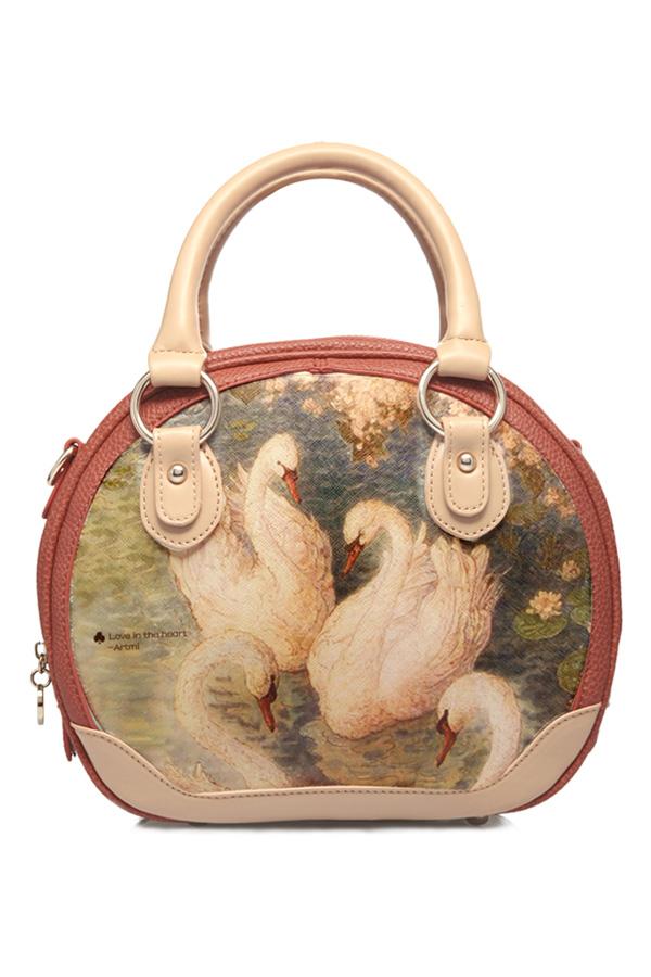 Oasap Retro Swan Print Bag