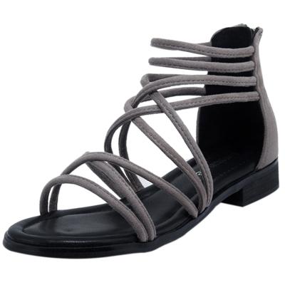 Oasap Peep Toe Strappy Flat Gladiator Sandals