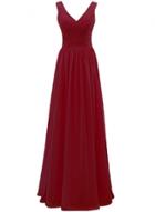 Oasap Solid Deep V Ruffled Bridesmaid Prom Dresses