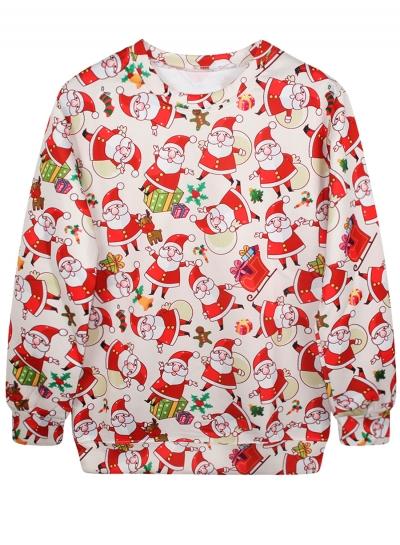 Oasap Christmas Round Neck Long Sleeve Sweatshirt