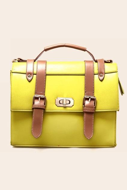 Oasap Candy Colored Pin Buckle Embellished Shoulder Bag With Cross Lock