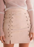 Oasap Solid Color Lace-up Mini Skirt