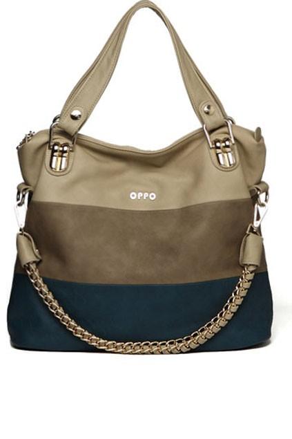 Oasap Contrast Color Striped Shoulder Bag With Matte Finish