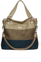Oasap Contrast Color Striped Shoulder Bag With Matte Finish