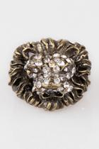 Oasap Rhinestone Embellished Lion Head Ring