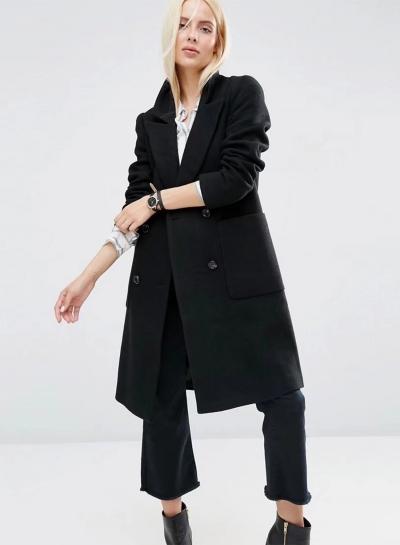 Oasap Fashion Double Breasted Woolen Trench Coat