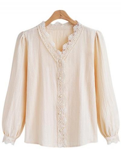 Oasap V Neck Button Down Open Front Shirts