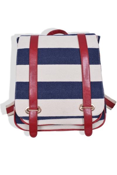 Oasap Classic Striped Faux Leather School Bag