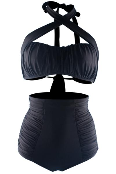 Oasap Crossed Halter High Waist Two Piece Swimsuit