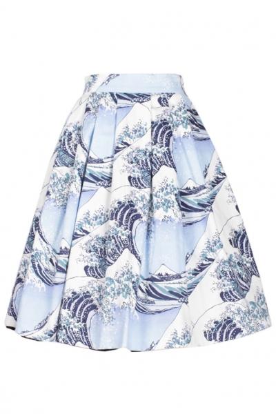 Oasap Foamy Print Swing Skirt