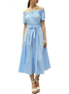 Oasap Women's Slash Neck Short Sleeve Tie Waist Button Down Dress