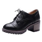 Oasap Vintage Solid Color Round Toe Lace Up Shoes