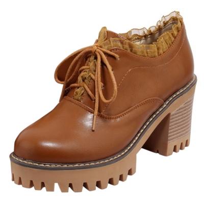 Oasap Cute Lace Round Toe Block Heels Platform Shoes