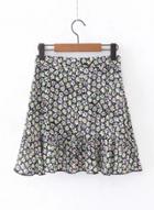 Oasap High Waist Chrysanthemum Print Skirt