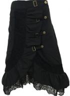 Oasap Lace Trim Punk Rock Irregular Midi Skirt