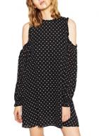 Oasap Women's Polka Dot Cutout Shoulder Long Sleeve Mini Dress