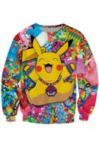 Oasap Brightly Multicolor Cartoon Animal Print Sweatshirt