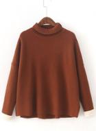 Oasap Fashion High Neck Color Block Loose Sweater