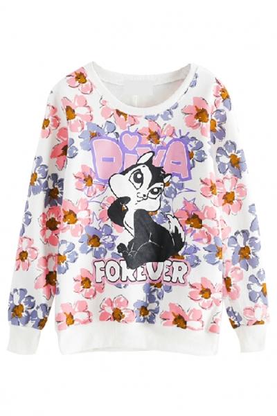 Oasap Lovely Squirrel Graphic Sweatshirt