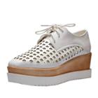 Oasap Wedge Heels Square Toe Lace Up Shoes