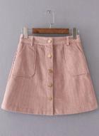 Oasap Button Down Solid Color Mini Skirt