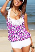 Oasap Color Block Tassel Detail Swimsuit