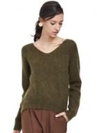 Oasap Women's Solid V Neck Long Sleeve Pullover Knit Sweater