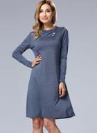 Oasap Long Sleeve Turn Down Collar Knee Length Tee Dress