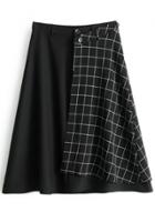 Oasap High Waist Plaid Splicing Skirt