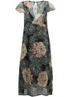 Oasap Women's Fashion Ruffle Sleeve Print Dress With Lining