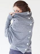 Oasap Turtleneck Btwing Sleeve Reversible Pullover Tee Shirt