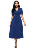 Oasap Blue V Neck Short Sleeve Midi Dress With Bowknots