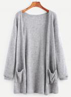 Oasap Long Sleeve Open Front Knit Cardigan With Pocket