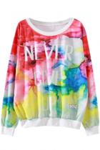 Oasap Colourful Printing Letter Pattern Pullover Sweatshirt