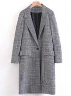 Oasap Turn Down Collar Long Sleeve Plaid Printed Coat