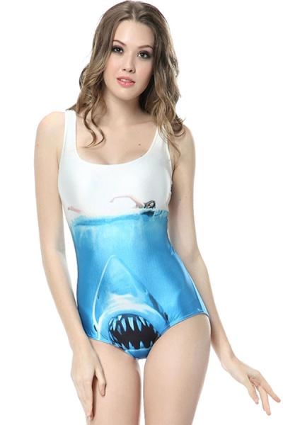Oasap Shark Open Back Swimsuits