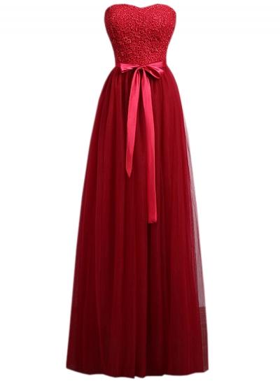Oasap Elegant Strapless Bow Waist Long Prom Dress