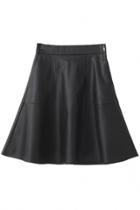 Oasap Black Pu A-line Medi Skirt