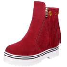 Oasap Round Toe Side Zipper Tassel Ankle Boot