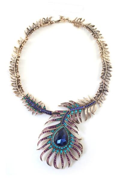 Oasap Antique Peacock Feather Choker