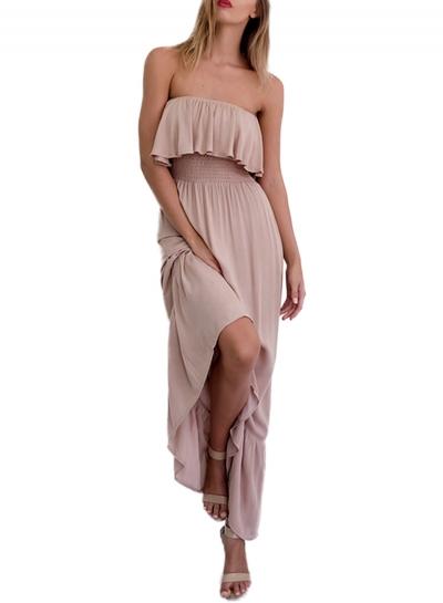 Oasap Women's Boho Off Shoulder Ruffled Maxi Dress