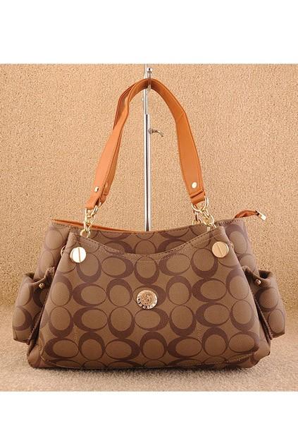 Oasap Oval Pattern Print Riveted Shoulder Bag