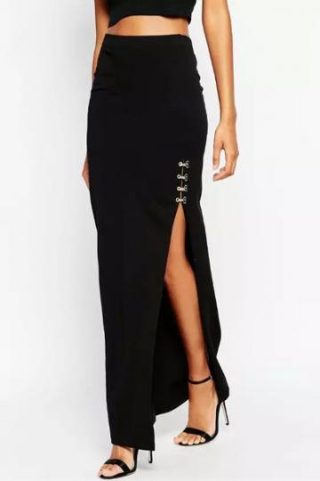 Oasap Charming Solid Side Split Bodycon Skirt